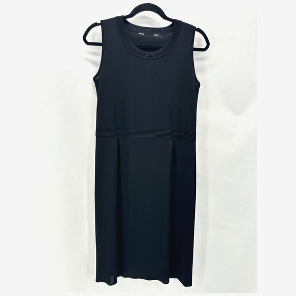 Misook Sheath Dress Knit Midi Size S Sleeveless Pintuck Pleated Preppy Classic - Picture 1 of 7